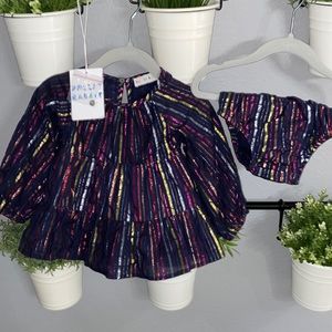ROLLER RABBIT- Rainbow Lurex Priscilla Dress Navy- 12-18M